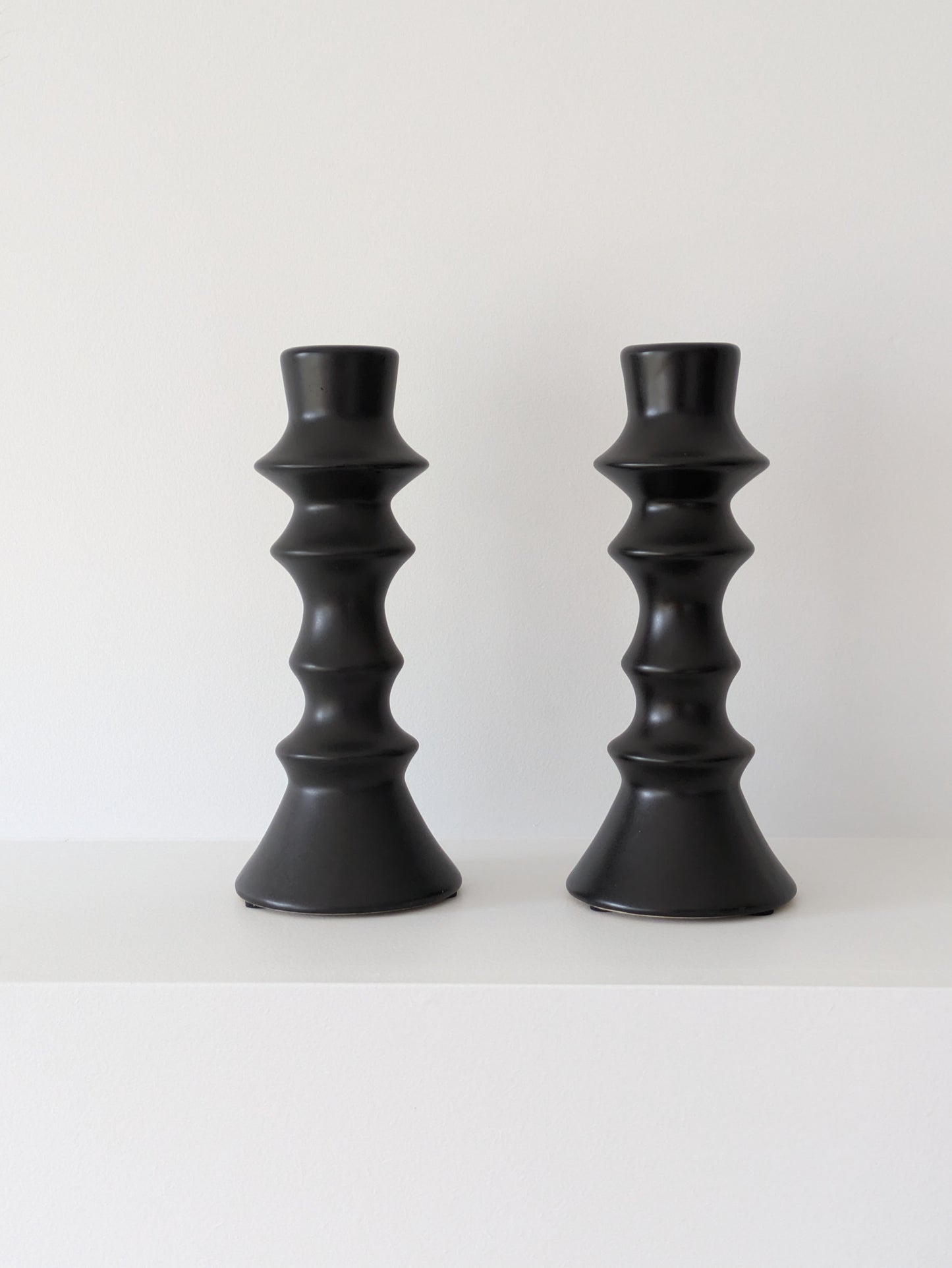 Obsidian Flame Candle Holders (Black) - Set of 2